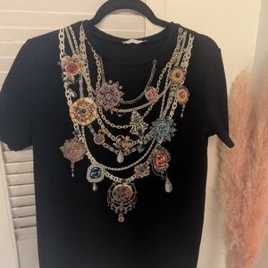 Elegant Black Necklace with Multicolor Gemstones